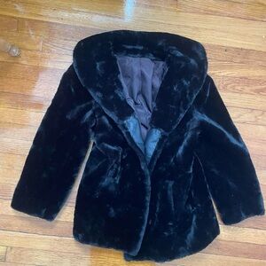 Vintage Del Bene Black Faux Fur Coat